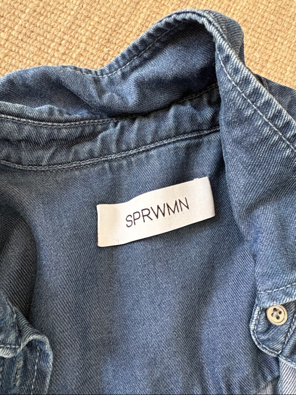 SPRWMN Dark Denim Button-Up Shirt - Picture 2 of 3
